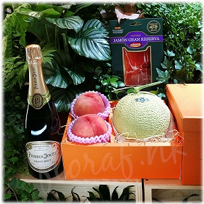 M25   日本靜岡蜜瓜 水蜜桃 巴黎之花香檳 中秋Hamper M25   日本靜岡蜜瓜 水蜜桃 巴黎之花香檳 中秋Hamper